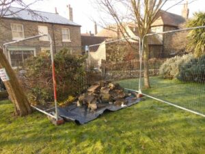 The first load of debris removed from the Church Gardens.